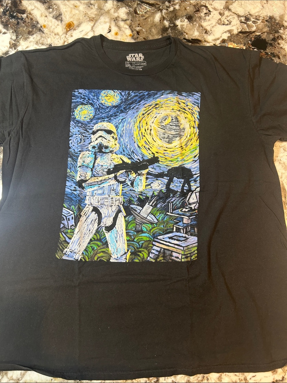 Star Wars Black Poster-Style Stormtrooper in Blue and Yellow Van Gogh Sky